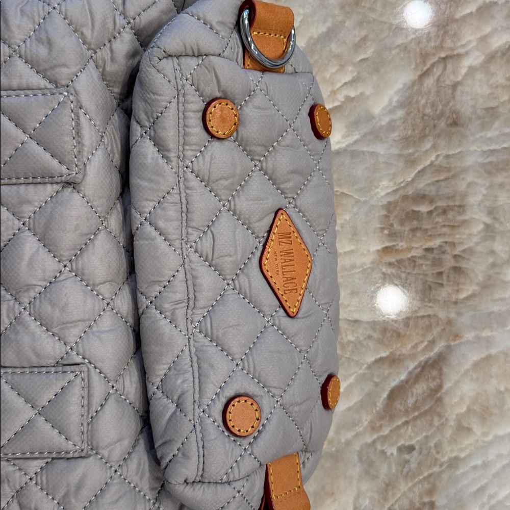 MZ Wallace Quilted Crossbody Bag in Light Gray - Picture 2 of 4